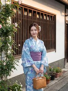 Irokai 花卉圖案和服袖寬鬆版型浴衣 - 彩色 - 查看 11