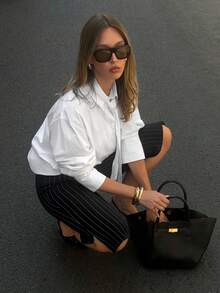 Siren Gaze Women's Fashion Commuter Striped Cropped Pants - Black - View 5