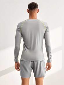 Driftmere Boyfriend Style Men Shorts Set Boyfriend Style Men Contrast Panel Sports Set, Athletic Suit, Tracksuit Workout Gym Set , Lightweight - Grey - View 2