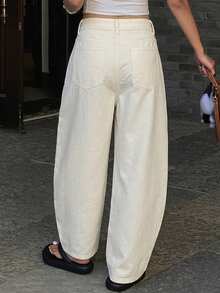 DAZY Solid Color Loose Carrot Pants With Pockets, Casual Long Pants For Women, Spring And Summer - Apricot - View 2
