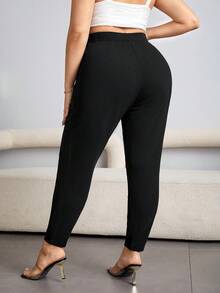 Shapeblank Plus High Waist Plicated Detail Tapered Pants Fall - Black - View 2