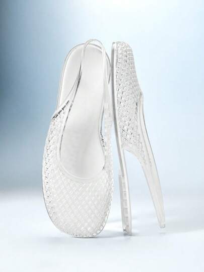 Solezae Women's Clear Jelly Breathable Mesh Sling-Back Ballet Flats– Elegant, Soft & Vacation-Ready