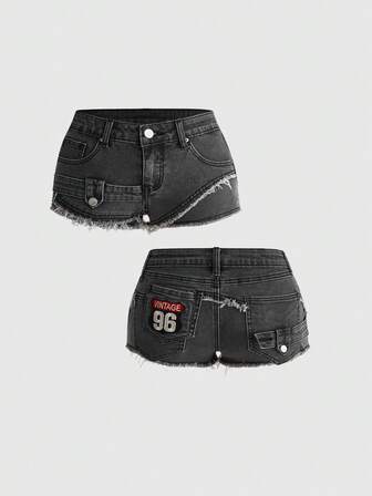 Pantaloncini di jeans da donna Y2K Hot Girl asimmetrici, destrutturati, sfilacciati e sexy