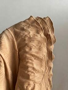 Elamini 時尚百搭不對稱荷葉邊裙擺半身裙，海灘度假風 - 棕色 - 查看 5