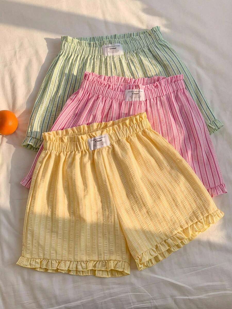 Comfortcana 女款休閒多色條紋短褲,夏季 - 彩色 - 查看 1