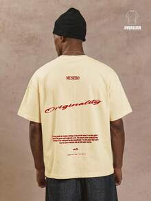 Musero Oversized Short Sleeve Slogan Writing Branded Graphic Print Tshirt Spring&Summer - Yellow - View 6