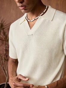 EASEVO Men's Plus Size Solid Color Casual Versatile Daily Wear Knit Top - White - View 1