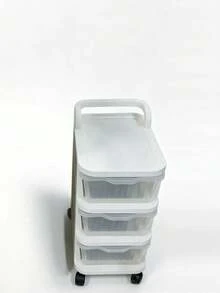 1件奶油色塑料抽屜收納櫃附輪子，適合存放零食、玩具、化妝品及各種其他物品，居家收納好幫手 - 彩色 - 查看 21
