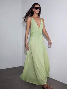 MOTF PREMIUM VACATION LACE PATCHWORK WAIST-CINCHED FITTED EXTRA LONG DRESS SPRING SUMMER - Mint Green - View 8