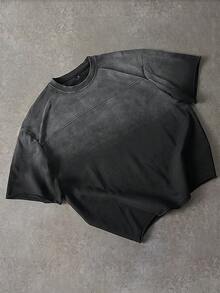 PAVTROS Men's Gradient Color Casual Versatile Daily Short Sleeve T-Shirt - Black - View 5