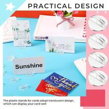 50/100pcs Transparent Table Card Holders, Mini Base Game Board Card Holders Cardboard Clips, Suitable For Wedding Party Number Display Stands - multicolor - View 7