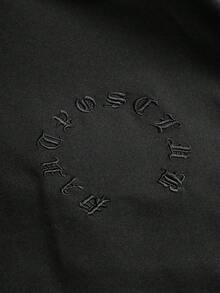PAVTROS 男士標準版型 3D十字圖案刺繡短袖圓領T恤，休閒街頭風，純色 - 黑色 - 查看 5