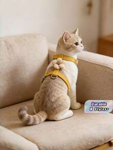 Set Harness & Tali Hewan Peliharaan Motif Garis & Bunga yang Lucu, Tersedia 5 Warna, Harness Hewan Peliharaan Portabel, Dekorasi Liburan, Tali Hewan Peliharaan untuk Pemotretan Foto untuk Kucing & Anjing Kecil - MultiWarna - View 1
