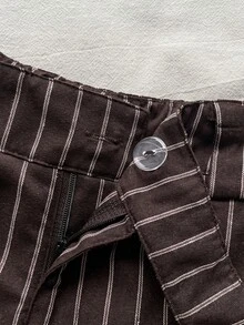 Attitoon Women's Striped Casual Versatile Daily Wear Shorts - Coffee Brown - View 10
