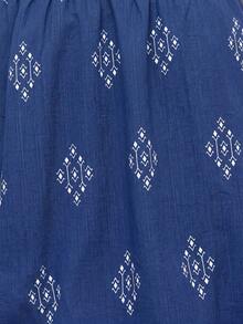 Nöista Top ligero de un solo hombro en tela blanca suave con estampado geométrico azul. - Azul Marino - Ver 10