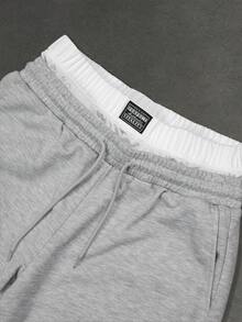 PAVTROS Pantalones de chándal de pierna ancha con cintura de contraste, versátiles y casuales para hombres - Gris - Ver 4
