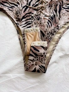 Soleia 女款休閒性感度假風動物印花豹紋斑馬紋彈性麂皮面料細肩帶背心，適合休閒穿著、約會、下午茶、海灘、郵輪度假、公路旅行、城市度假、早午餐、音樂節、派對、島嶼度假 - 棕色 - 查看 4