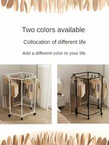 1pc Hexagonal 360° Rotating Clothes Drying Rack Thickened Iron Tube Space Saving For Bedroom Dorm Balcony Apartment - Multicolor - View 3