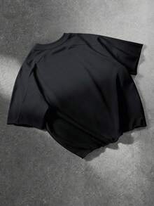 STYNVO 男士純色圓領休閒百搭日常穿著T恤 - 黑色 - 查看 2