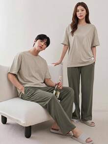 DAZY Multi-Color Short Sleeve T-Shirt And Pants Men's Loungewear Set, Spring/Summer - Multicolor - View 8