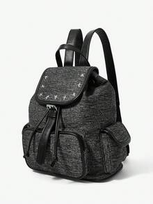 Viva Strut Women's Backpack, Y2K Street Style, Hot Girl Style, Sweet Cool Girl, Fashion Backpack With Star Hardware, Suitable For Commuting, Daily, School, Shopping, Party - Black - View 4