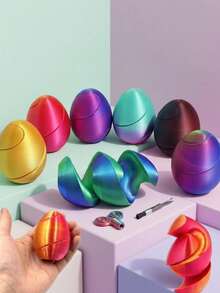 MINKOJA Un jouet de pression en forme d'œuf imprimé, jouet anti-stress, jouet à triturage, œuf mystérieux et facile à transporter, jouet mou, cadeau pour anniversaire, fête, week-end, jours de la semaine et après les cours. - Multicolore - Voir 5