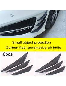 6Pcs Universal Car Front Bumper Deflector Wind Knife, Carbon Fiber Pattern Bumper Splitter Canards, Automotive Exterior Modification Spoiler Trim, Self-Adhesive Aerodynamic Decor Accessories, Fit Most Vehicle Models, Sport Car Styling Upgrade Parts - A - View 5