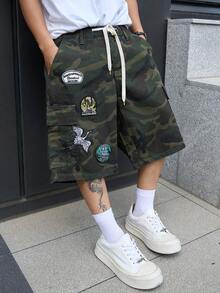 Manfinity Denimwave Men's Streetwear Casual Multi-Pocket Camouflage Denim Shorts - Army Green - View 6