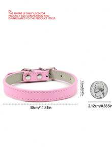 1Pc Pink Detachable PU Leather Pet Collar, Adjustable Soft Neck Collar For Small Medium Large Dogs, Cute Daily Wear Collar For Kittens Puppies - Multicolor - View 3