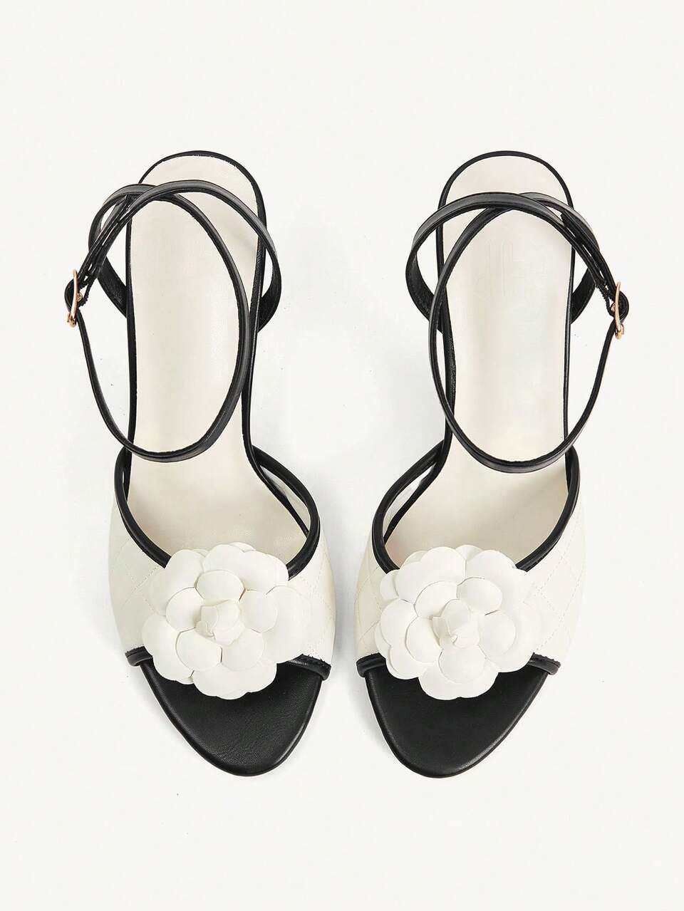 CUCCOO CHICEST Women Shoes Spring And Summer New Black And White Three-Dimensional Flowers Women's High-Heeled Sandals Slippers Fashionable And Comfortable Versatile