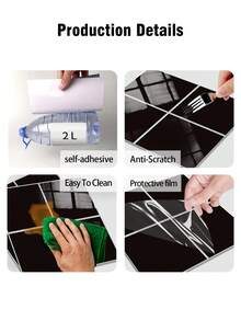 1/12/36pcs Black Square Peel And Stick Tile Stickers – Waterproof Self-Adhesive Backsplash For Kitchen, Bathroom & Laundry Room - 30*30CM - View 5