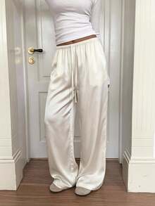 CovetEZ Women's Apricot Casual Versatile Long Pants - Beige - View 3