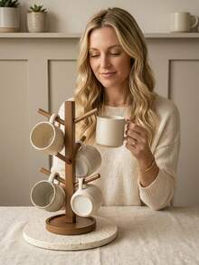 Cirelle Tree Shaped Wooden Jewelry Stand With Tray Multi-Tier Branch Jewelry Organizer For Necklaces Bracelets Hair Scrunchies Skincare Bottles Vanity Decor Storage Rack - Multicolor - View 6