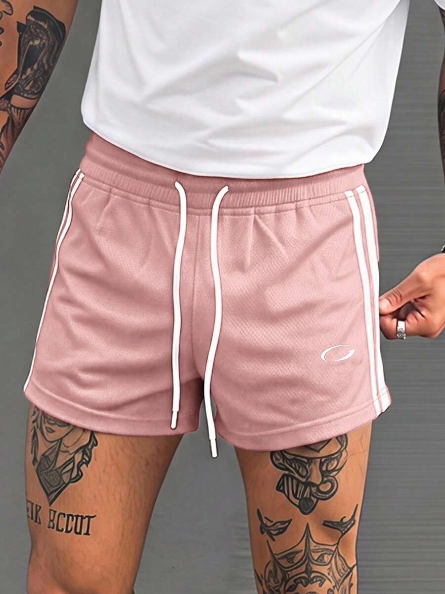 Manfinity VCAY Men's Casual Shorts With Side Stripes And Drawstring Waist - Pink - View 1