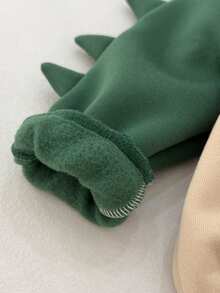 SHEIN 男嬰卡通3D恐龍圖案針織柔軟圓領長袖套頭運動衫拼色恐龍 - 杏色 - 查看 5