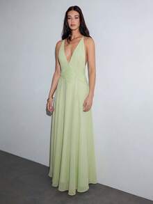 MOTF PREMIUM VACATION LACE PATCHWORK WAIST-CINCHED FITTED EXTRA LONG DRESS SPRING SUMMER - Mint Green - View 7