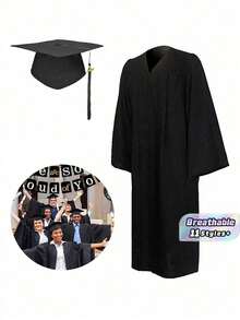 2pcs/1pc Tassel Graduation Cap Gown Set, Suitable For Students Graduation Season, Graduation Party, For Men And Women - multicolor - View 1