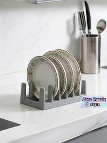 1 Pack Multifunctional Drainage Storage Rack, Kitchen Pot Lid Dish Utensil Organizer, Desktop Divided Book Shelf For Study Room - Multicolor - View 1