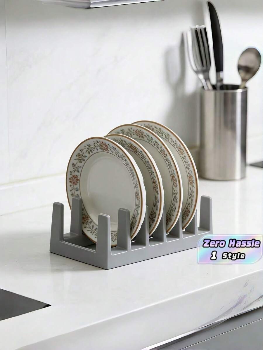 1 Pack Multifunctional Drainage Storage Rack, Kitchen Pot Lid Dish Utensil Organizer, Desktop Divided Book Shelf For Study Room - Multicolor - View 1