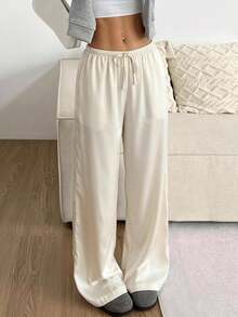 CovetEZ Women's Apricot Casual Versatile Long Pants - Beige - View 6