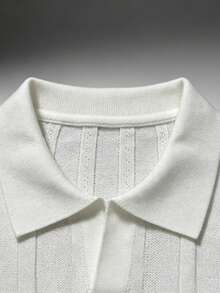 Manfinity Mode Men's Solid Color Short Sleeve Knit Top - White - View 8