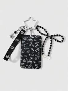 ROMWE Goth 1個龐克暗黑哥德風多色手工串珠蝴蝶結皮革愛心骰子翅膀骷髏十字劍壓克力卡套星星鑰匙圈包包吊飾 - 多色-24 - 查看 10