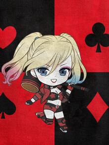 Harley Quinn X SHEIN 女款卡通印花休閒百搭日常細肩帶背心上衣 - 白色 - 查看 4