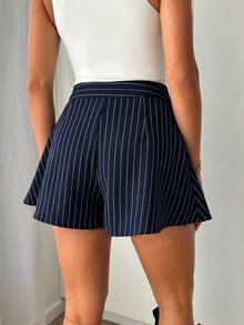 Siren Gaze Women's Striped Casual Versatile Daily Wear Shorts - Navy Blue - View 2