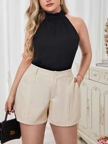 Shapeblank Plus Wide Leg Shorts - Apricot - View 5