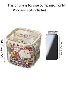 Dust-Proof Cosmetic, Hair Accessory Storage Box, Makeup Box, Desktop Decor Box, Desktop Trash Can, Women's Storage Box, Suitable For Rubber Bands, Hair Clips, Headbands, Hair Ties, Hair Accessories, Cosmetic Storage Box, Travel Essentials - Clear - View 2