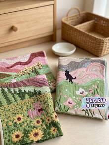 4 Packs Jacquard Four-Layer Gauze Towels, Pure Cotton Absorbent Towels, Thickened, Soft, Lint-Free, Suitable For Home And Travel. - Multicolor - View 1