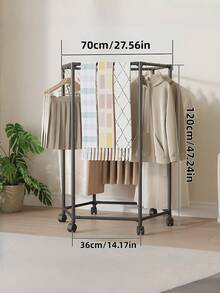 1pc Hexagonal 360° Rotating Clothes Drying Rack Thickened Iron Tube Space Saving For Bedroom Dorm Balcony Apartment - Multicolor - View 4