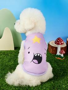 ADVENTURE TIME X PETSIN 1pc 1 Cute Style Smile Face And Five Pointed Star Pattern Pet Vest, Soft, Comfortable, Breathable And Anti Hair Pet Clothing - Purple - View 2