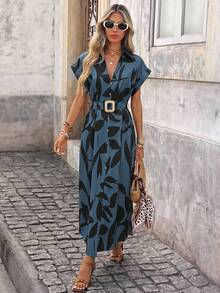Wandoria Women'S Polka Dot Printed Batwing Sleeve Dress Maxi Women Outfit - Dusty Blue - View 7
